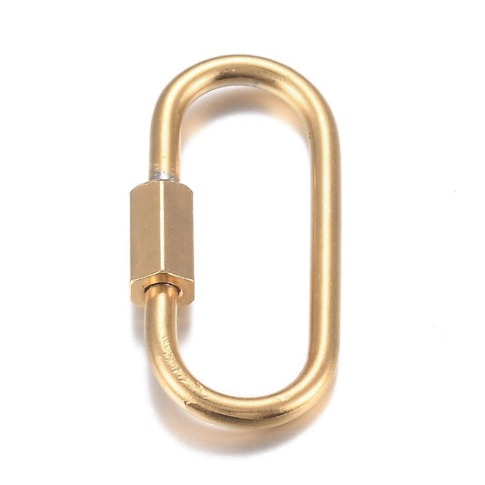 18K Gold PVD Oval Screw Carabiner - 21mm