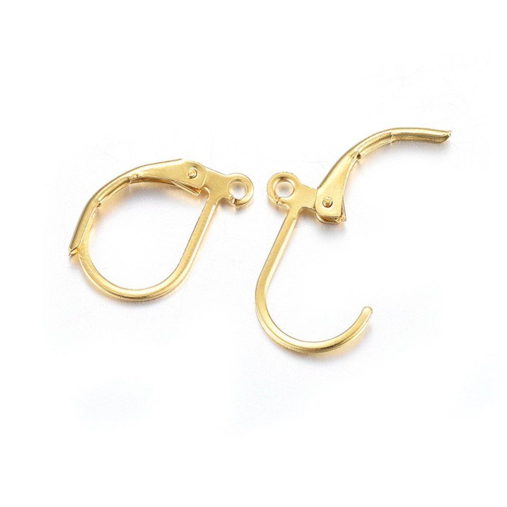 Leverback Earring Hooks - Bright Gold or Silver (10 Pack)