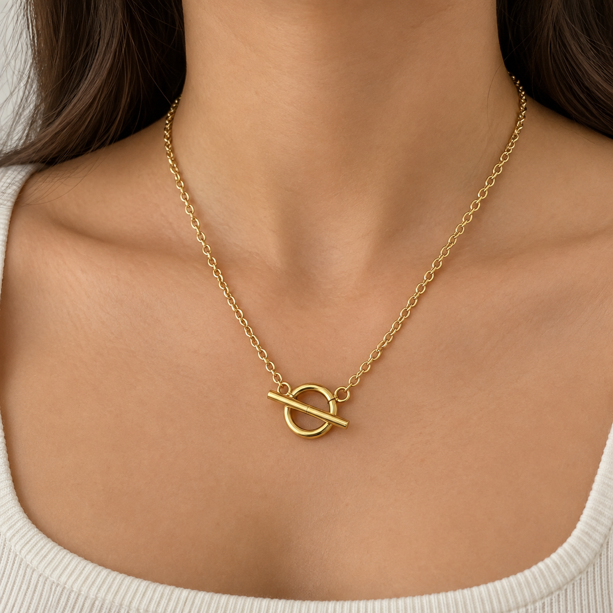 18K Gold Small Round Toggle Clasp Set - 16mm