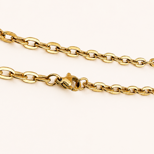18K Gold Plated Oval Cable Chain Necklace