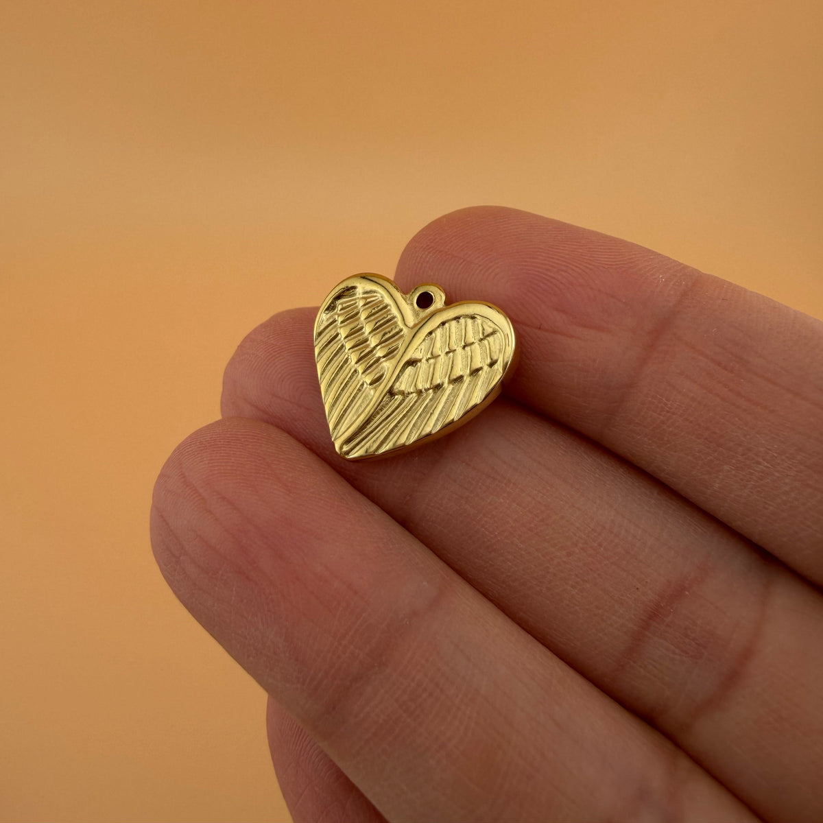 18mm Heart Wing Charm - 18k Gold PVD & Silver Finishes